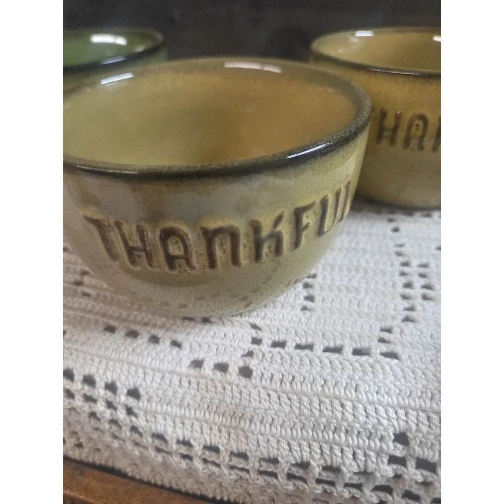 Hallmark Fall Bowls Set of 3 - 2 Thankful‎ 1 Blessed Glazed Bowls